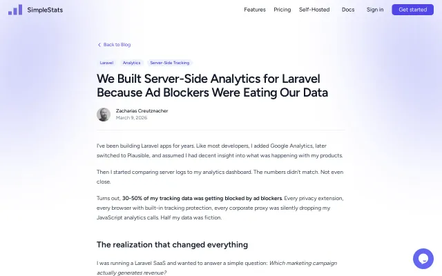 SimpleStats – Server-side Laravel analytics, immune to ad blockers