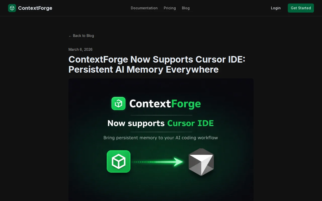 ContextForge now supports Cursor IDE – persistent AI memory