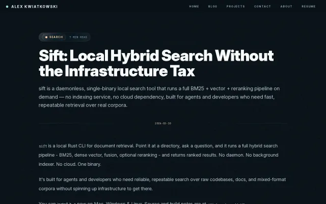 Sift – local hybrid search CLI in a single Rust binary