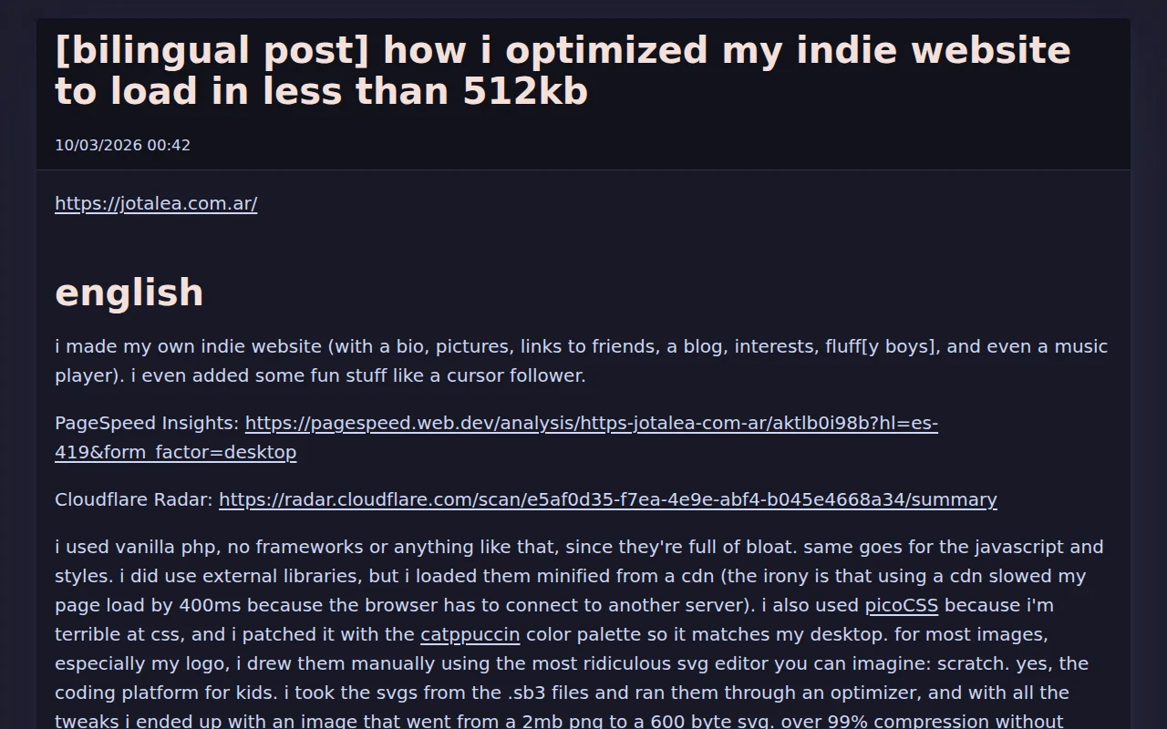I ditched frameworks to build a <512kb personal site
