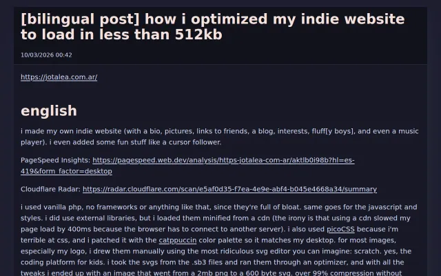 I ditched frameworks to build a <512kb personal site