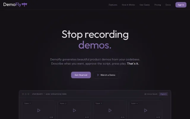 Point it at your local dev server, get a demo video with AI voiceover