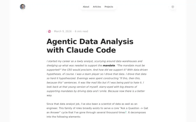 Agentic Data Analysis with Claude Code