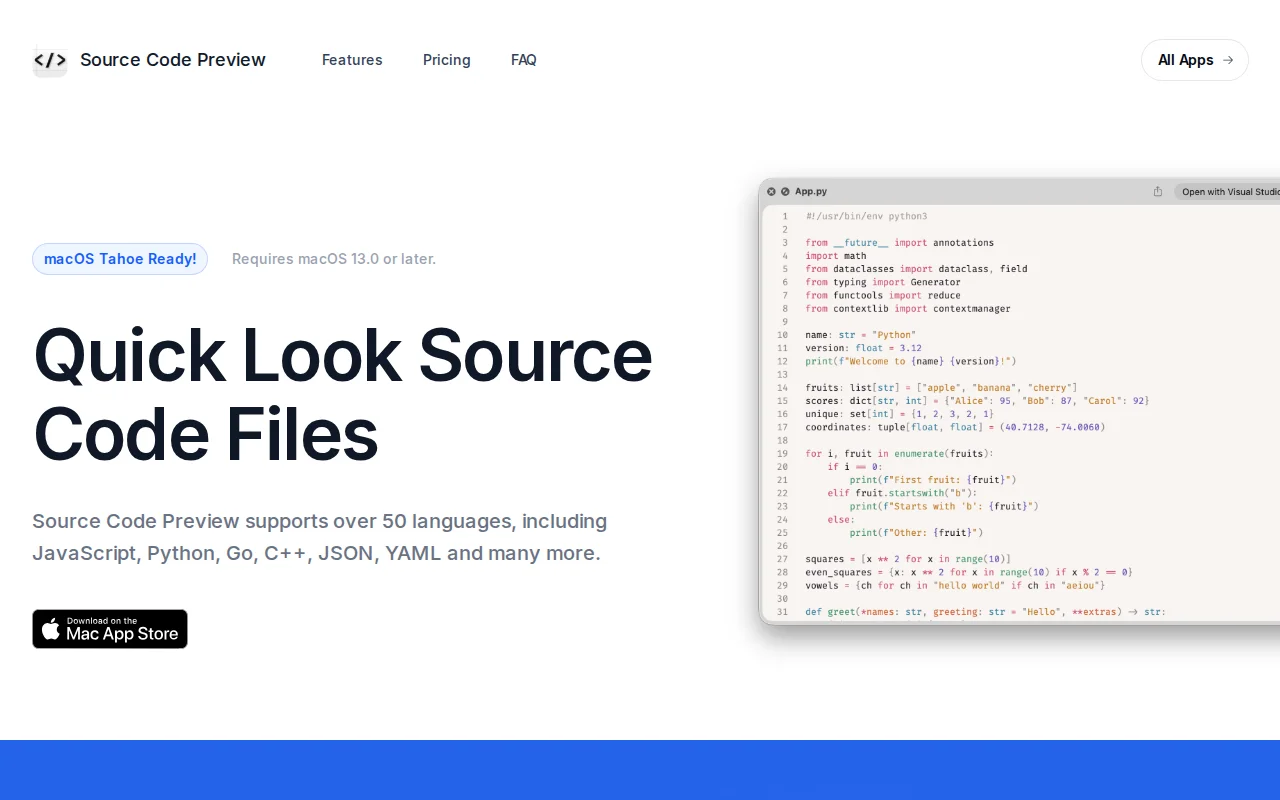 Quick Look Source Code in Finder on macOS