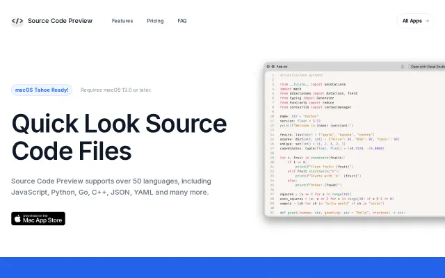Quick Look Source Code in Finder on macOS