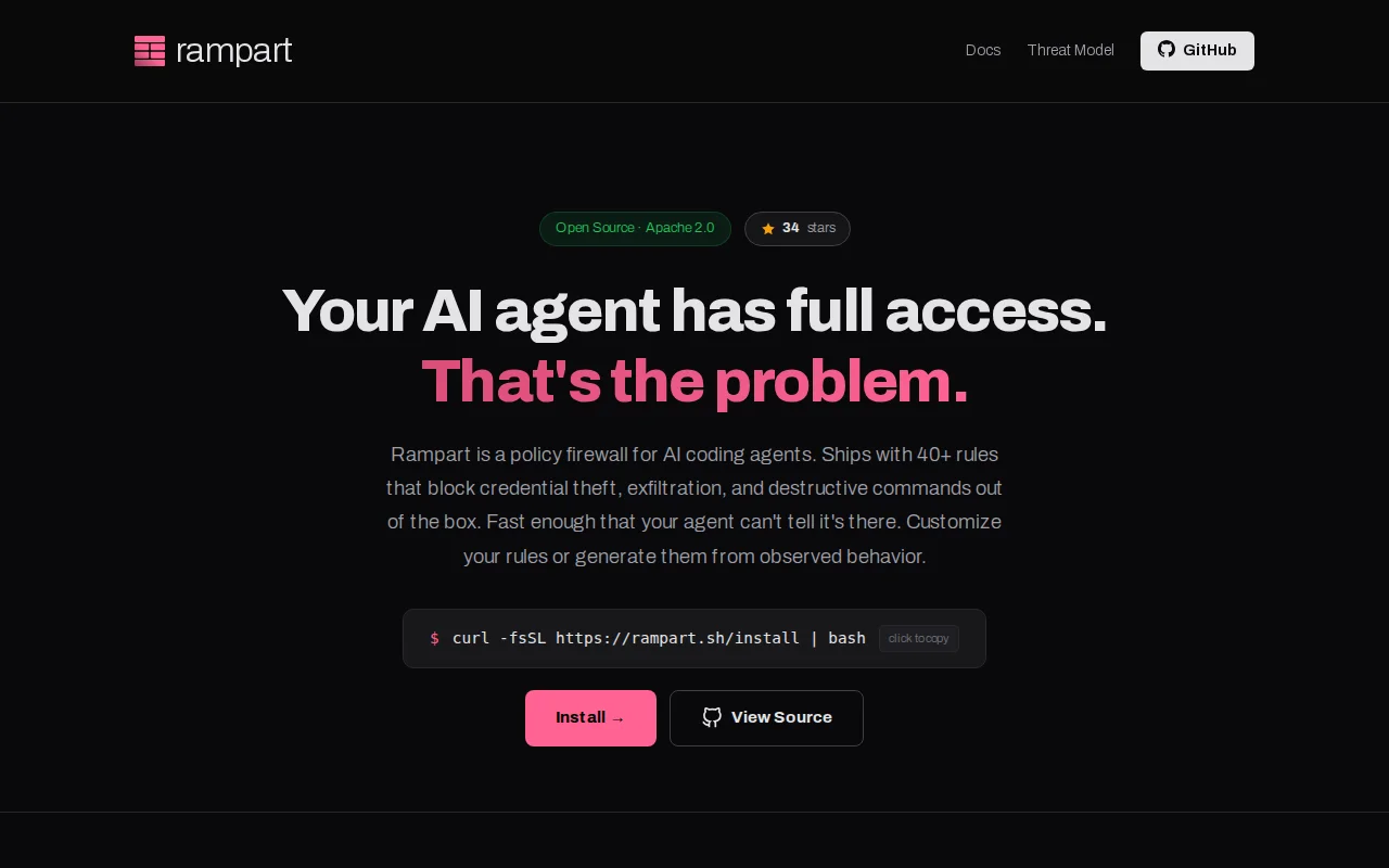 Rampart – Open-source firewall for AI agents (v0.8)
