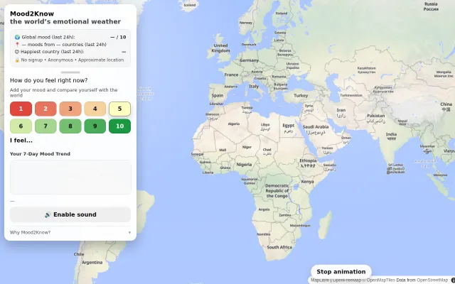 A live map showing the mood
