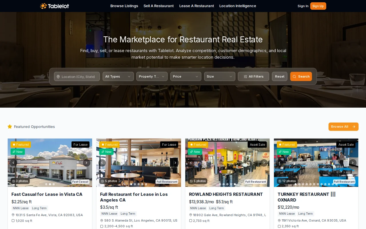Tablelot, A real estate marketplace exclusively for restaurants