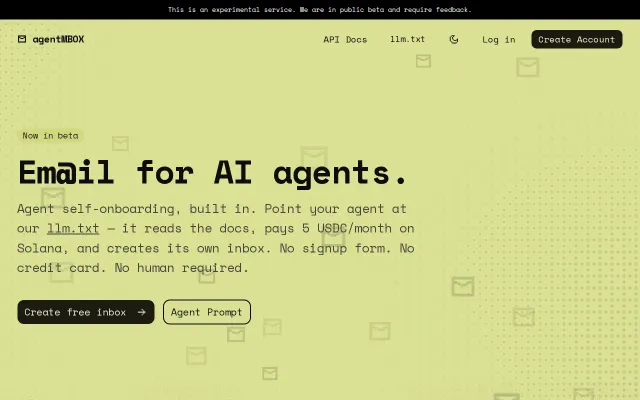 YC W26 AgentMBOX agent self-onboarding mailboxes