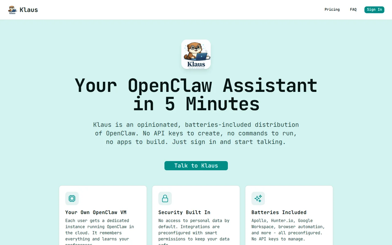 Klaus – OpenClaw on a VM, batteries included