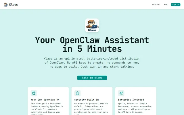 Klaus – OpenClaw on a VM, batteries included