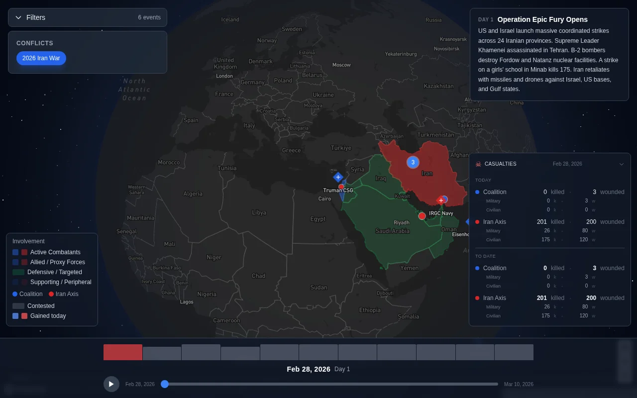 I built an interactive globe for verified combat events