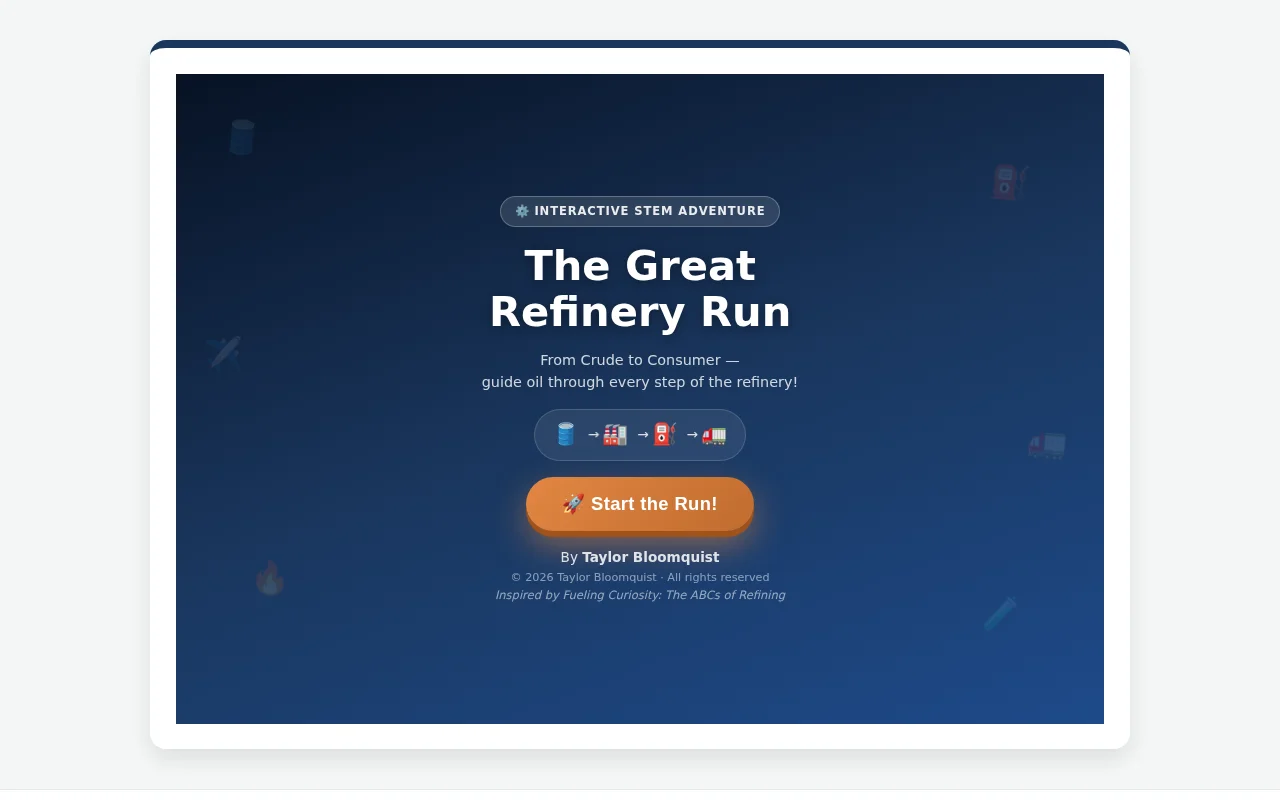 Vanilla JavaScript refinery simulator built to explain job to my kids