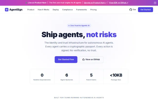 AgentSign – Zero trust for AI agents (OWASP-aligned)