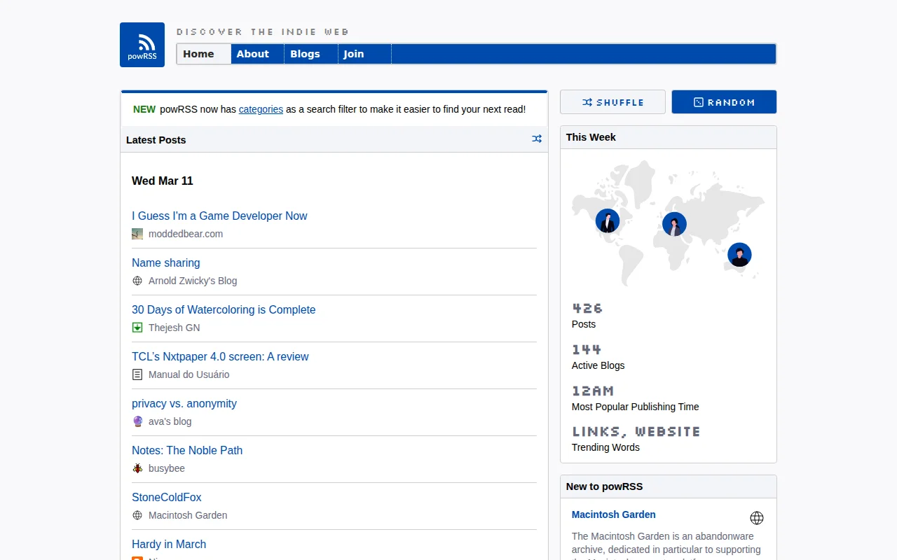 A public RSS feed aggregator for the indie web