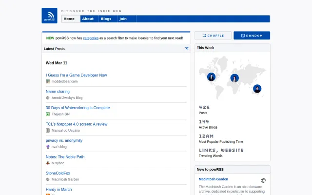 A public RSS feed aggregator for the indie web