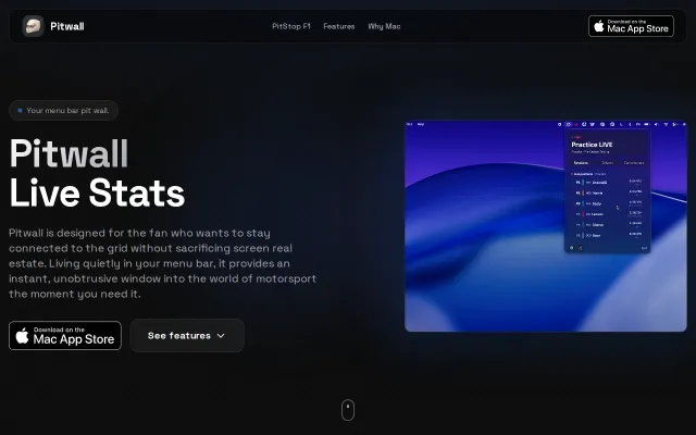 Pitwall – Live F1 Stats in Your macOS Menu Bar