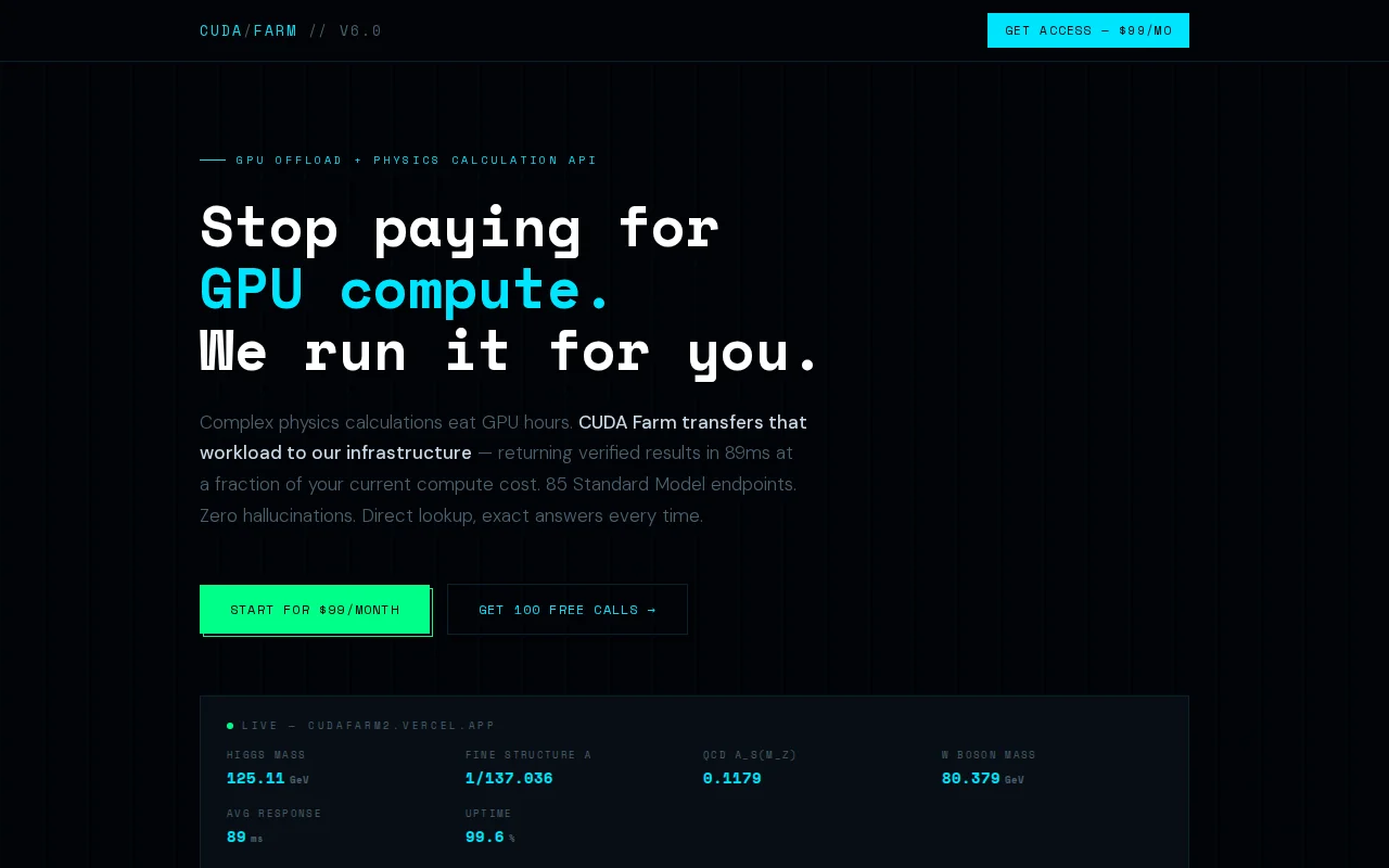 CUDA Farm – 65 physics endpoints that can't hallucinate