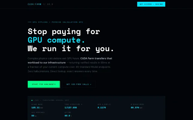 CUDA Farm – 65 physics endpoints that can't hallucinate