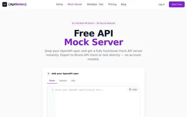 Free API mock server from your OpenAPI spec (no sign-up)