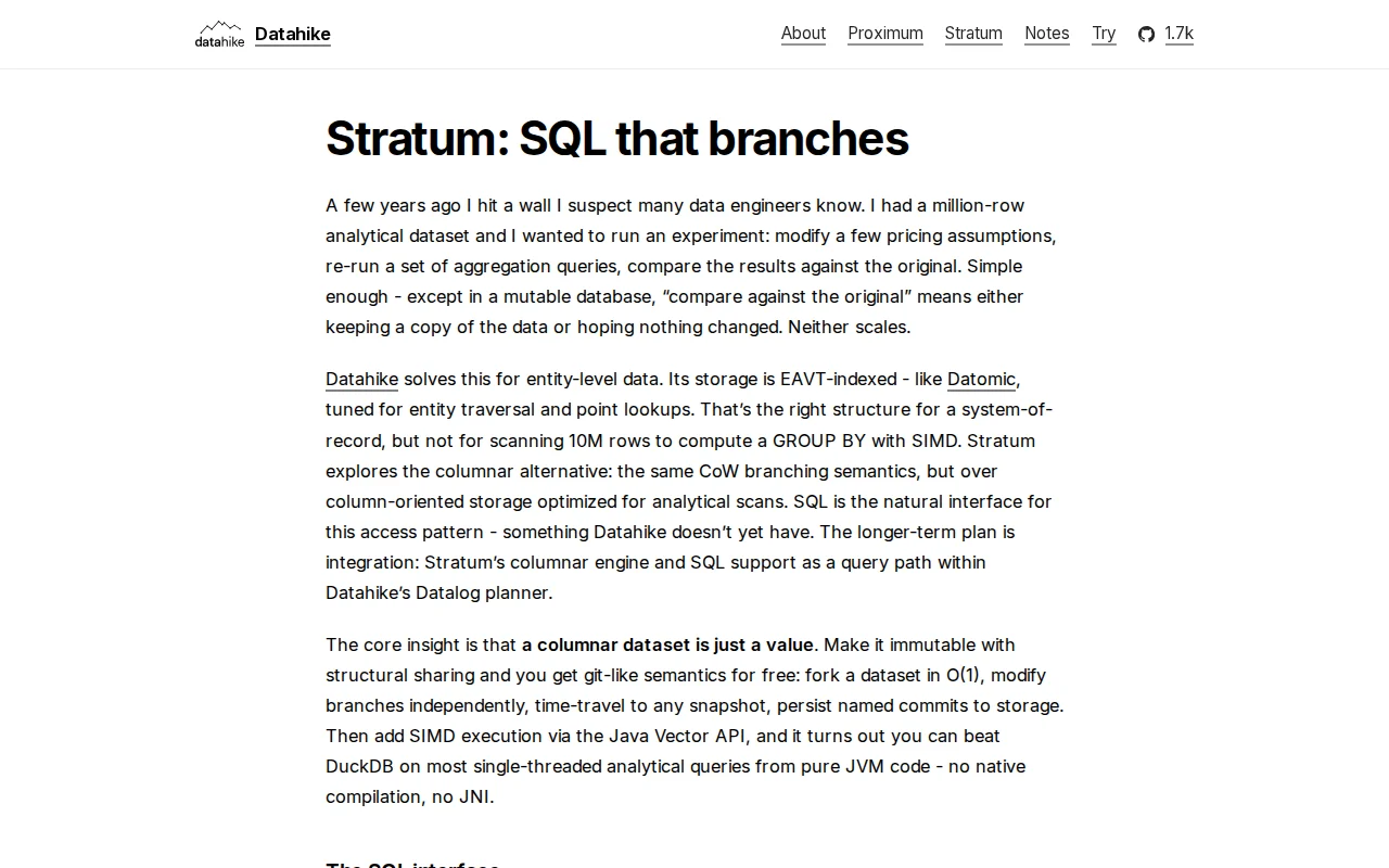 Stratum – SQL that branches and beats DuckDB on 35/46 1T benchmarks