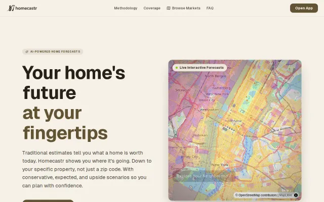 Homecastr - AI home price forecasts on a map