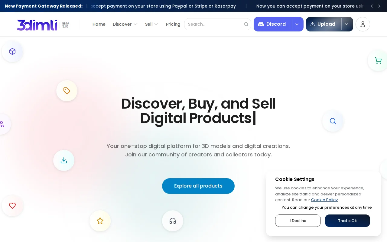 3DIMLI – Sell Any Digital Product, Zero Commission