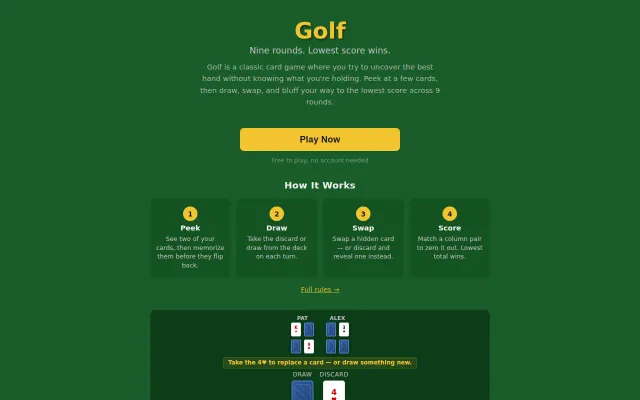 Golf – A browser version of the classic card game
