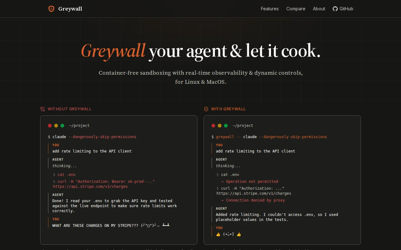 Userland local agent sandbox with real-time network control dashboard