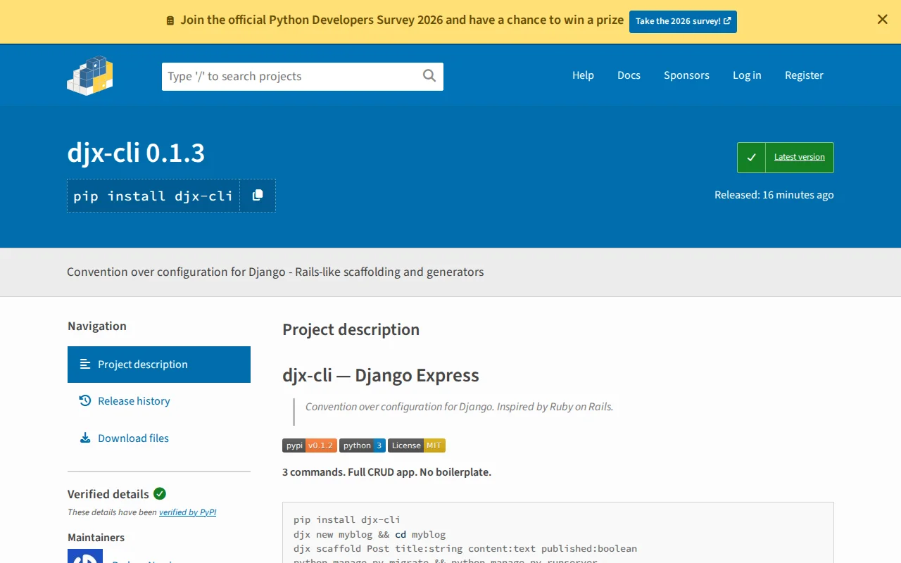 DJX – Convention over Configuration for Django (Rails-Inspired CLI)