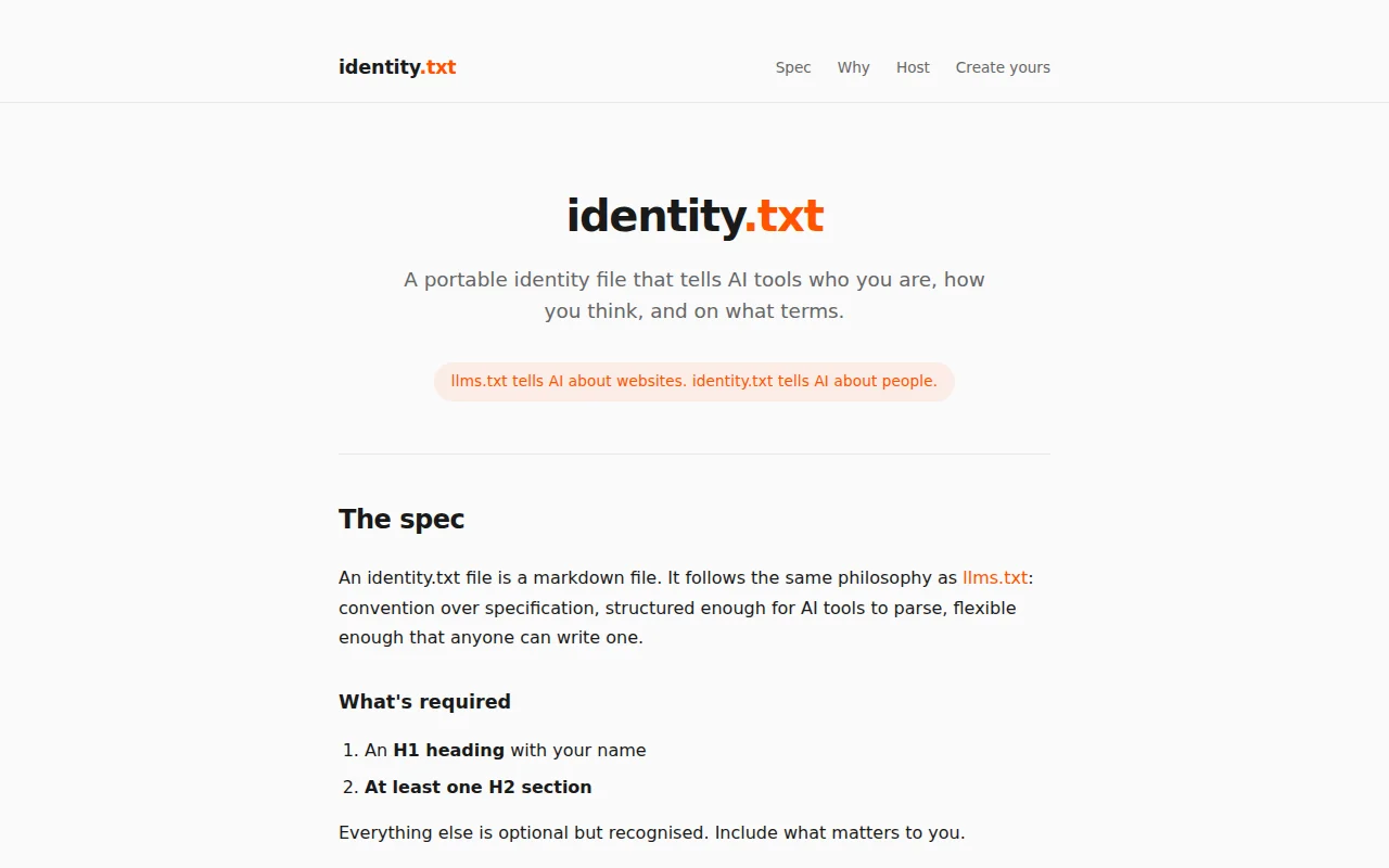 Identity.txt – Like llms.txt but for People