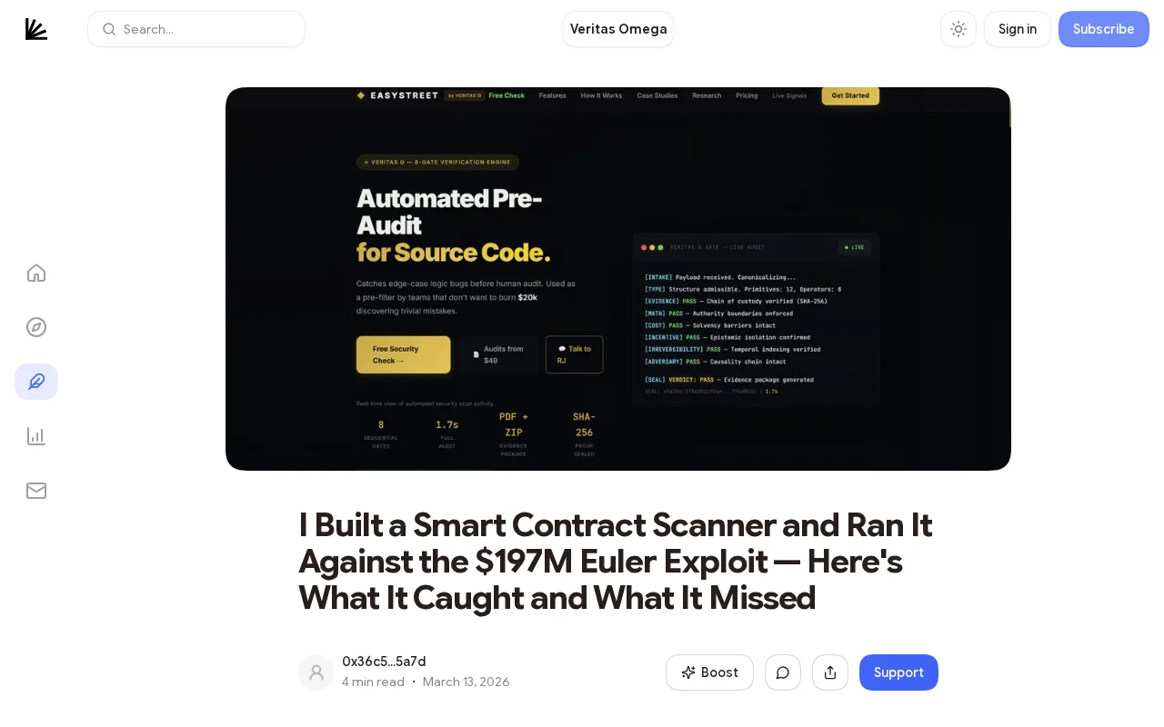 I built a smart contract scanner and ran it vs. the $197M Euler exploit