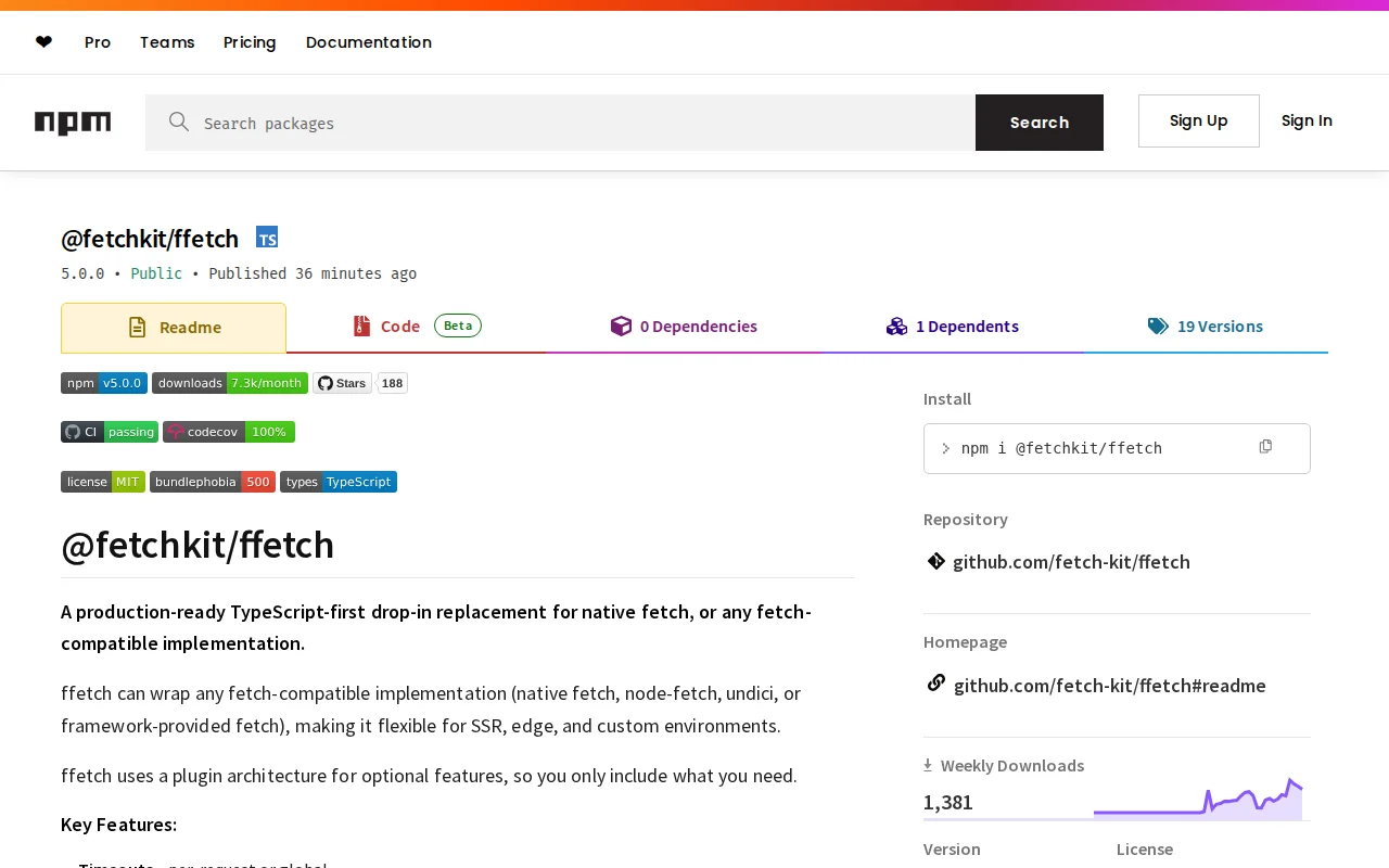 Ffetch v5 – TypeScript-first fetch client