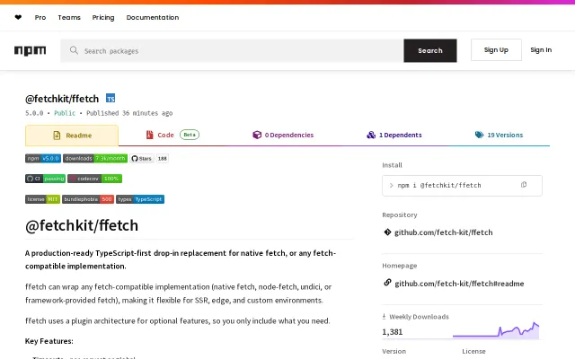 Ffetch v5 – TypeScript-first fetch client