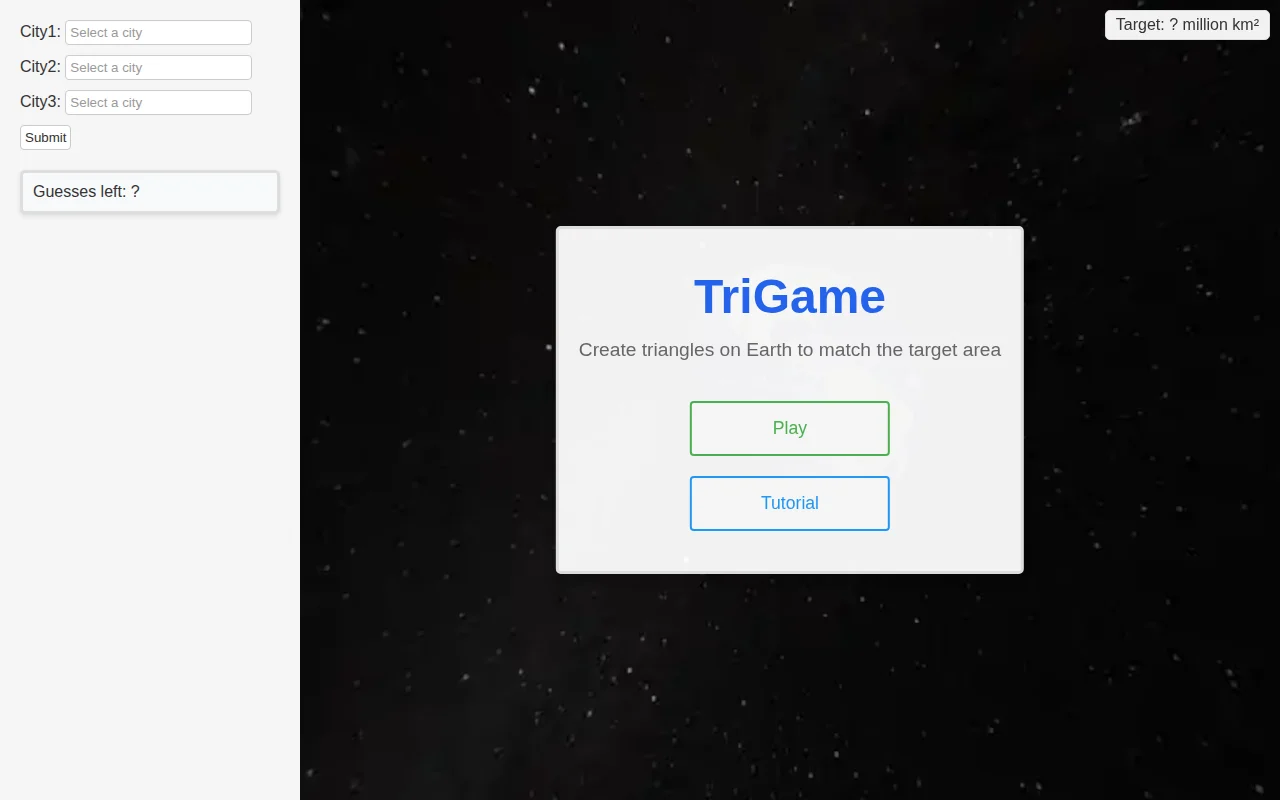 TriGame – Guess the area of a triangle made by cities