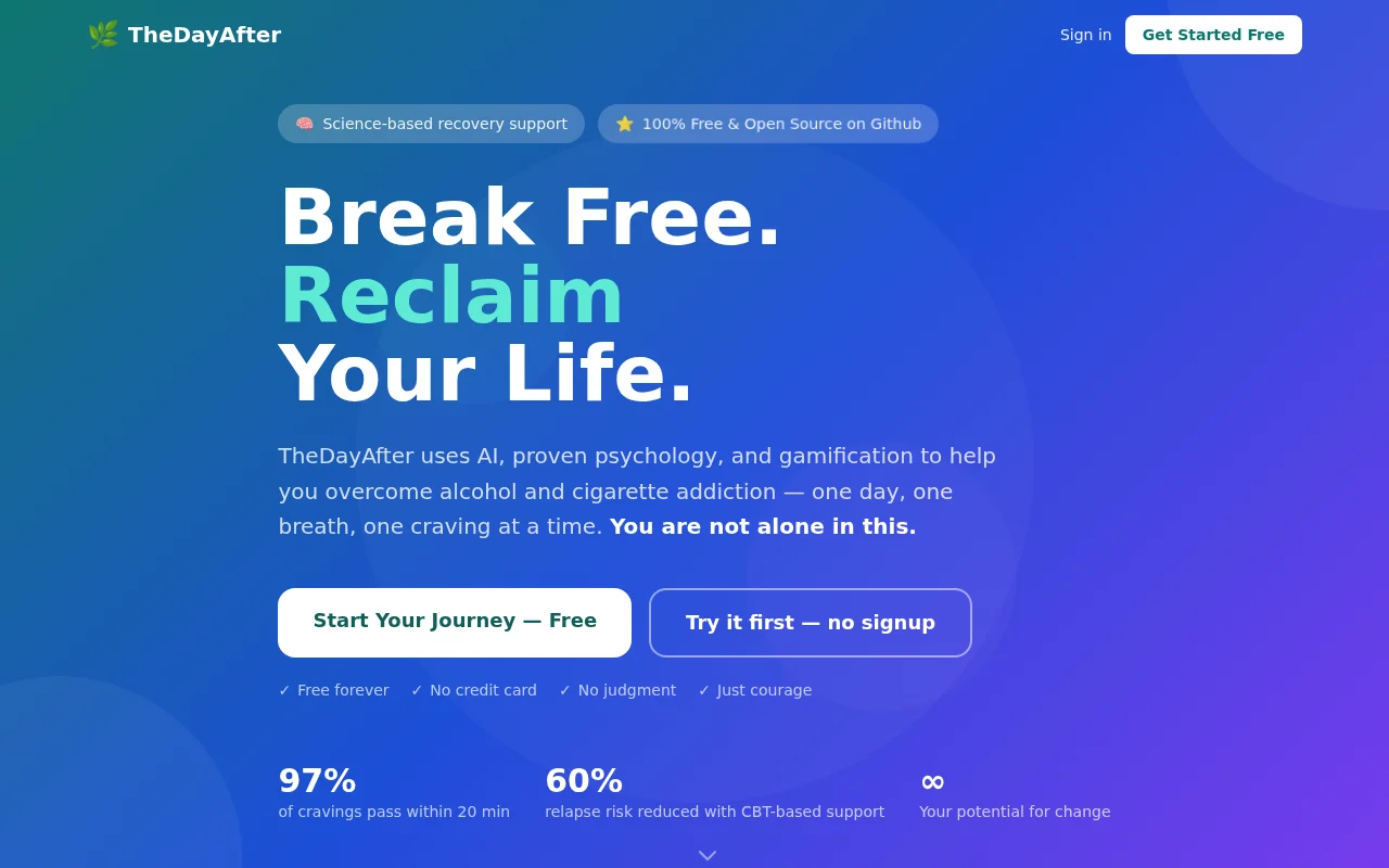 TheDayAfter – open-source addiction recovery tracker