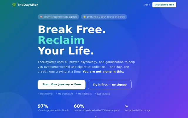 TheDayAfter – open-source addiction recovery tracker