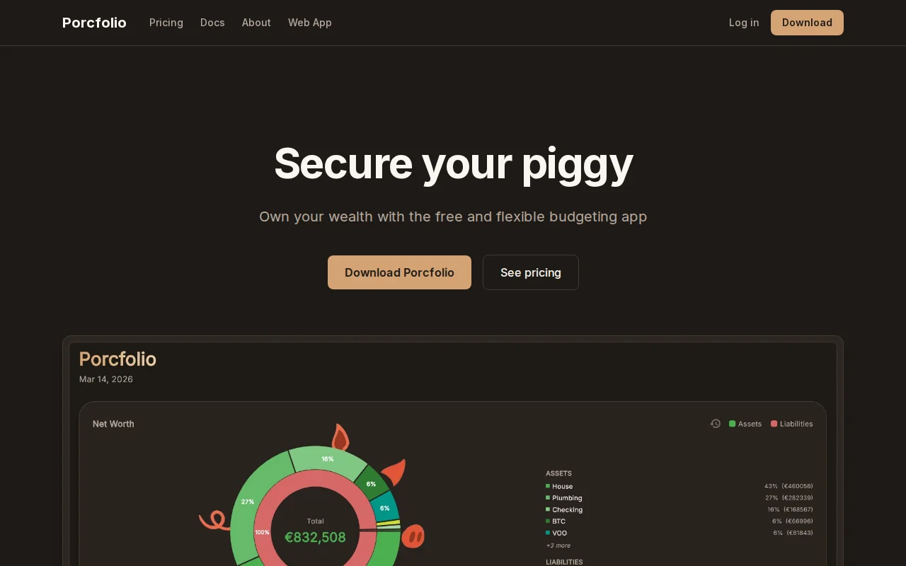 Porcfolio, Obsidian-like personal finance