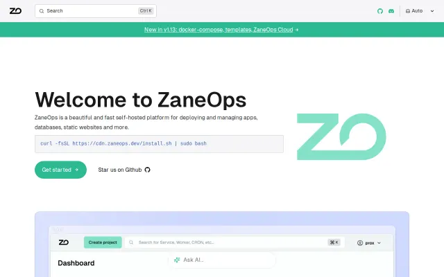 ZaneOps, A beautiful and fast self hosted alternative to Vercel
