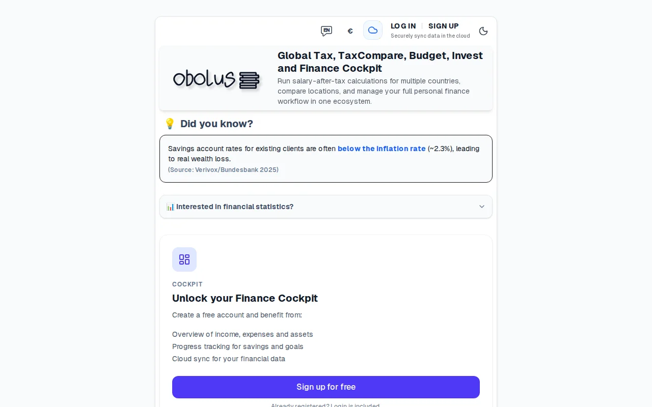 Obolus – compare taxes, budgets and wealth