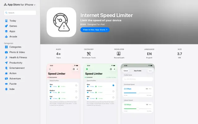 Internet Speed Limiter – throttle iPhone/iPad network for testing