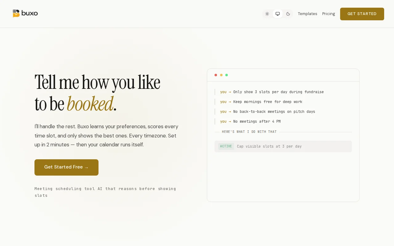Buxo.ai – Calendly alternative where LLM decides which slots to show