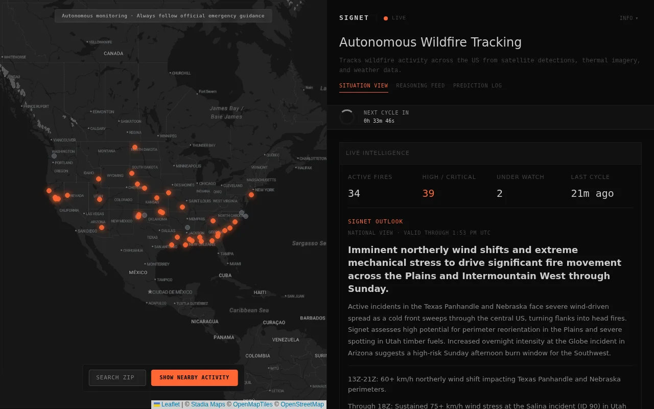Signet – Autonomous wildfire tracking from satellite and weather data