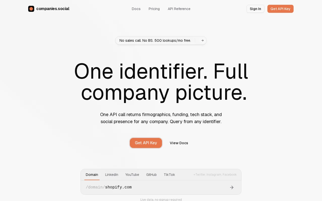 Companies.social – company enrichment without the $0.04/lookup tax