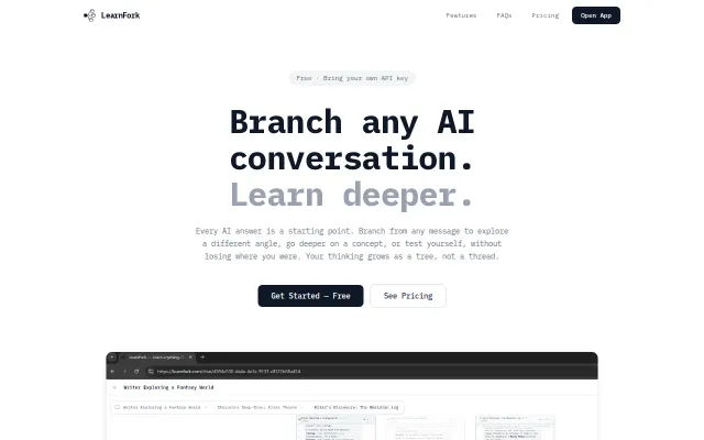 LearnFork – Branching AI chat for learning and researching