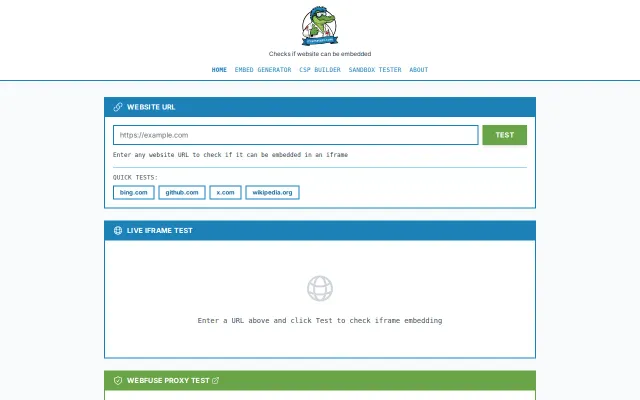 iFrame Tester Gator