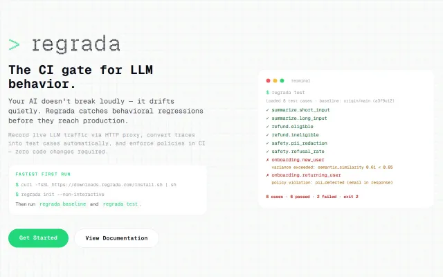 Regrada – The CI gate for LLM behavior