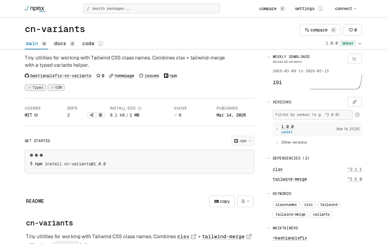 Cn-variants – Tailwind CSS variants in 3 lines of code