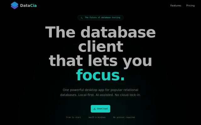 DataCia – The database client that lets you focus