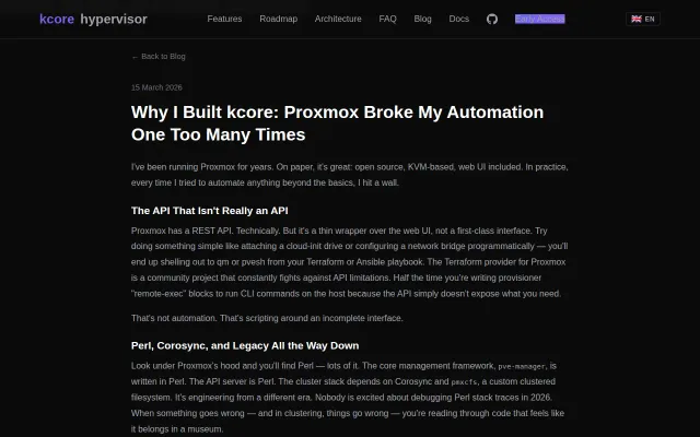 Kcore – A modern, API-first virtualization platform built on NixOS